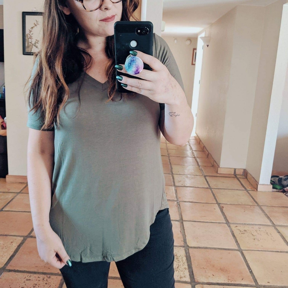 Light Olive V-Neck Tee